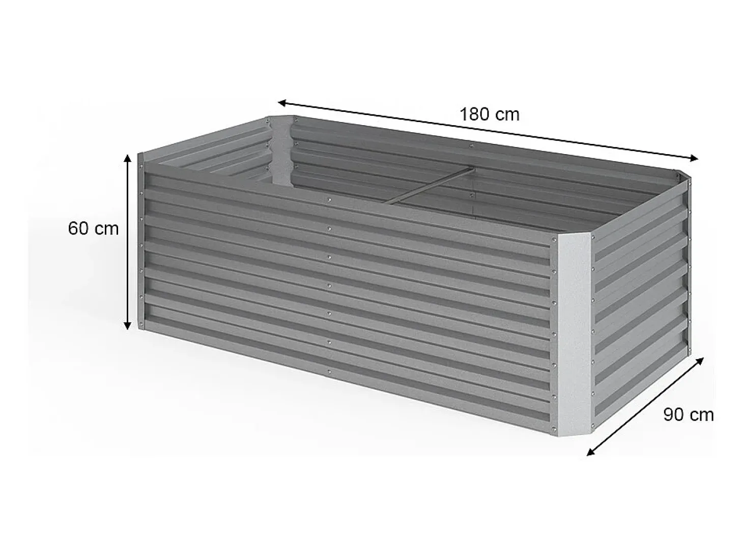 Canteiro elevado prata 180x60x90