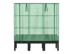 Canteiro/jardineira elevada com cobertura em imitação de rattan 120 x 40 x 140 cm preta 02_0038743