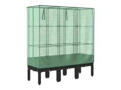 Canteiro/jardineira elevada com cobertura em imitação de rattan 120 x 40 x 140 cm preta 02_0038743