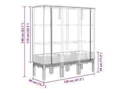 Canteiro/jardineira elevada com cobertura em imitação de rattan 120 x 40 x 140 cm preta 02_0038743