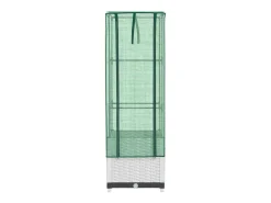 Canteiro/jardineira elevada com cobertura em imitação de rattan 40 x 40 x 139 cm branca 02_0038775