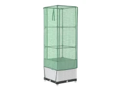Canteiro/jardineira elevada com cobertura em imitação de rattan 40 x 40 x 139 cm branca 02_0038775