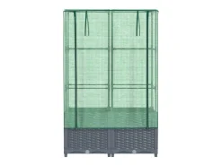 Canteiro/jardineira elevada com cobertura em imitação de rattan 80 x 40 x 138 cm Azul/Cinza 02_0038790