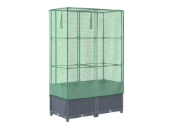 Canteiro/jardineira elevada com cobertura em imitação de rattan 80 x 40 x 138 cm Azul/Cinza 02_0038790