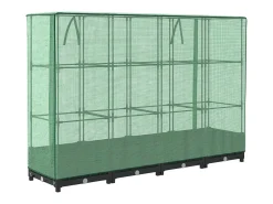 Canteiro/jardineira elevada com cobertura em imitação de rattan 160 x 40 x 123 cm preta 02_0038747