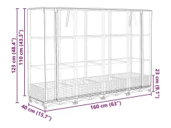 Canteiro/jardineira elevada com cobertura em imitação de rattan 160 x 40 x 123 cm preta 02_0038747