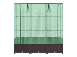 Canteiro/jardineira elevada com cobertura em imitação de rattan 120 x 40 x 138 cm marrom 02_0038739