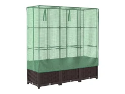 Canteiro/jardineira elevada com cobertura em imitação de rattan 120 x 40 x 138 cm marrom 02_0038739