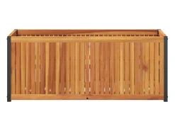 Canteiro/jardineira elevada para plantas flores pátio jardim 110 x 45 x 44 cm madeira maciça de acácia e aço marrom 02_0037359