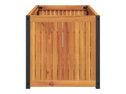 Canteiro/jardineira elevada para plantas flores pátio jardim 110 x 45 x 44 cm madeira maciça de acácia e aço marrom 02_0037359