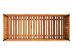 Canteiro/jardineira elevada para plantas flores pátio jardim 110 x 45 x 44 cm madeira maciça de acácia e aço marrom 02_0037359