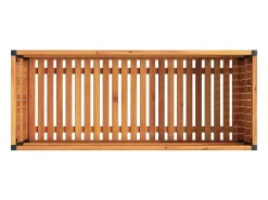 Canteiro/jardineira elevada para plantas flores pátio jardim 110 x 45 x 44 cm madeira maciça de acácia e aço marrom 02_0037359