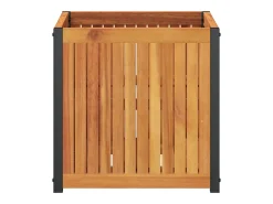 Canteiro/jardineira elevada para plantas flores pátio jardim 45 x 45 x 44 cm madeira maciça de acácia e aço marrom 02_0037605