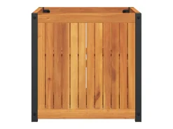 Canteiro/jardineira elevada para plantas flores pátio jardim 45 x 45 x 44 cm madeira maciça de acácia e aço marrom 02_0037605