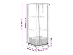 Canteiro/jardineira elevada com cobertura em imitação de rattan 40 x 40 x 123 cm Azul/Cinza 02_0038771