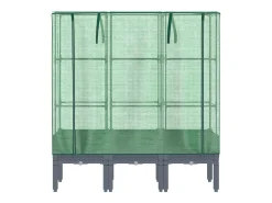 Canteiro/jardineira elevada com cobertura em imitação de rattan 120 x 40 x 140 cm azul/cinza 02_0038745