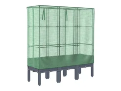 Canteiro/jardineira elevada com cobertura em imitação de rattan 120 x 40 x 140 cm azul/cinza 02_0038745