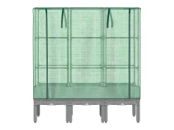 Canteiro/jardineira elevada com cobertura em imitação de rattan 120 x 40 x 140 cm cinza claro 02_0038744