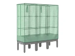 Canteiro/jardineira elevada com cobertura em imitação de rattan 120 x 40 x 140 cm cinza claro 02_0038744