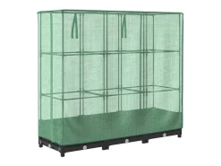 Canteiro/jardineira elevada com cobertura em imitação de rattan 120 x 40 x 123 cm preta 02_0038735