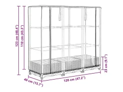 Canteiro/jardineira elevada com cobertura em imitação de rattan 120 x 40 x 123 cm preta 02_0038735