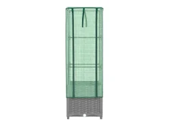 Canteiro/jardineira elevada com cobertura em imitação de rattan 40 x 40 x 139 cm cinza claro 02_0038776