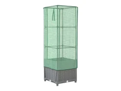 Canteiro/jardineira elevada com cobertura em imitação de rattan 40 x 40 x 139 cm cinza claro 02_0038776