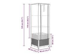 Canteiro/jardineira elevada com cobertura em imitação de rattan 40 x 40 x 139 cm cinza claro 02_0038776