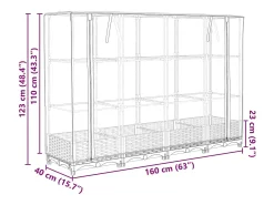Canteiro/jardineira elevada com cobertura em imitação de rattan 160 x 40 x 123 cm marrom 02_0038751