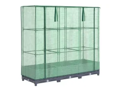 Canteiro/jardineira elevada com cobertura em imitação de rattan 120 x 40 x 123 cm Azul/Cinza 02_0038732