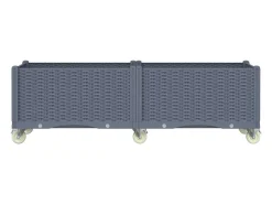 Canteiro/jardineira elevada para plantas e flores ideal para pátio e jardim com rodas 160 x 50 x 54 cm PP cinza 02_0038836
