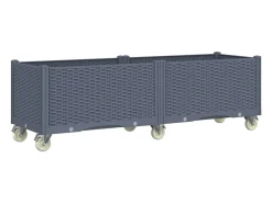 Canteiro/jardineira elevada para plantas e flores ideal para pátio e jardim com rodas 160 x 50 x 54 cm PP cinza 02_0038836