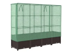 Canteiro/jardineira elevada com cobertura em imitação de rattan 160 x 40 x 138 cm marrom 02_0038755