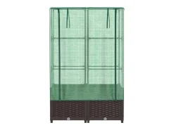 Canteiro/jardineira elevada com cobertura em imitação de rattan 80 x 40 x 138 cm marrom 02_0038789