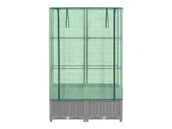 Canteiro/jardineira elevada com cobertura em imitação de rattan 80 x 40 x 138 cm cinza claro 02_0038788