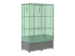 Canteiro/jardineira elevada com cobertura em imitação de rattan 80 x 40 x 138 cm cinza claro 02_0038788