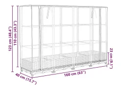 Canteiro/jardineira elevada com cobertura em imitação de rattan 160 x 40 x 123 cm cinza claro 02_0038749