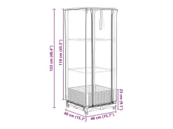 Canteiro/jardineira elevada com cobertura em imitação de rattan 40 x 40 x 123 cm marrom 02_0038768