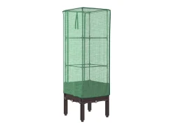 Canteiro/jardineira elevada com cobertura em imitação de rattan 40 x 40 x 140 cm marrom 02_0038777