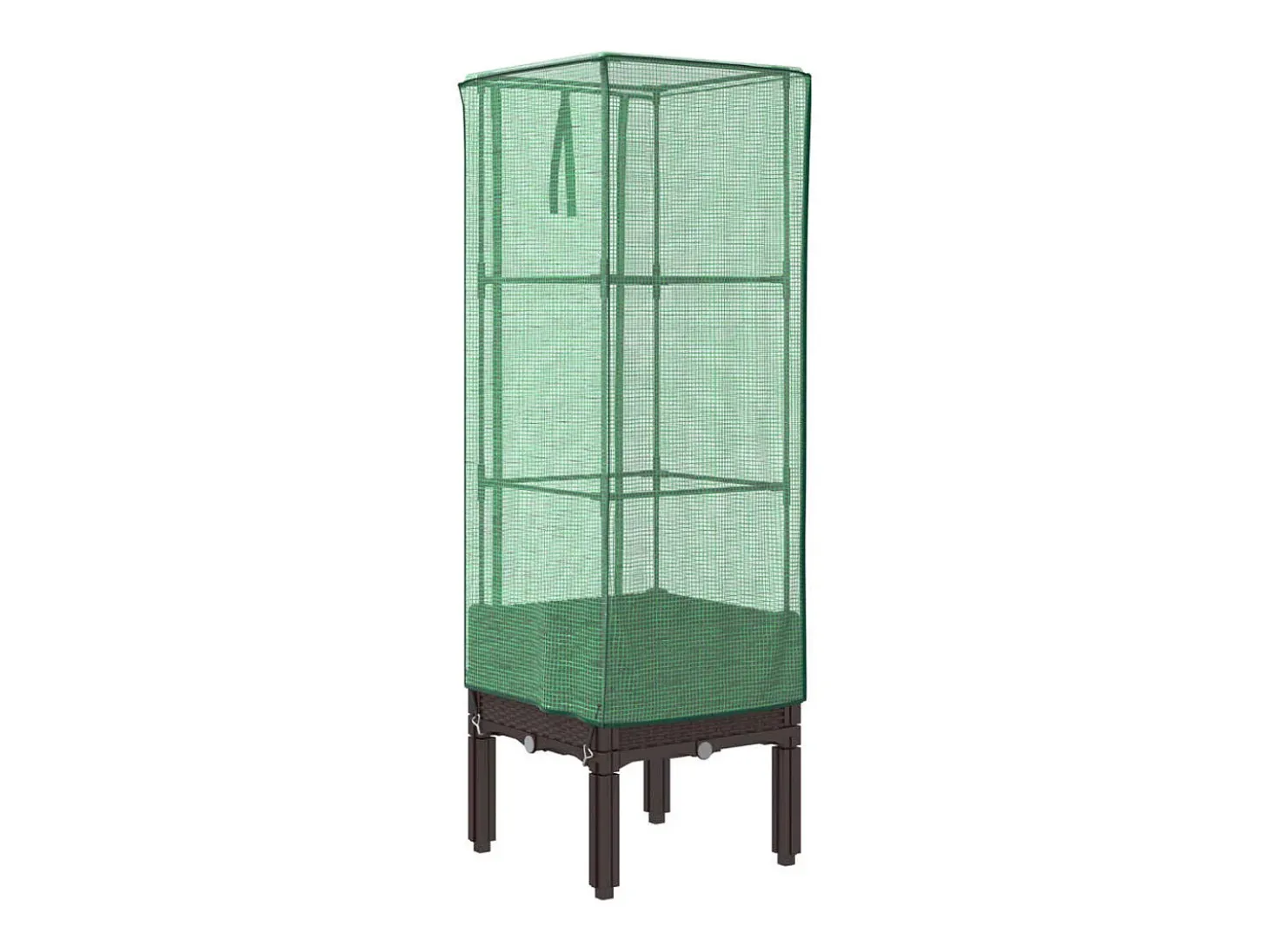 Canteiro/jardineira elevada com cobertura em imitação de rattan 40 x 40 x 140 cm marrom 02_0038777