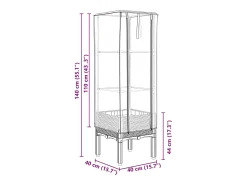 Canteiro/jardineira elevada com cobertura em imitação de rattan 40 x 40 x 140 cm marrom 02_0038777