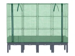 Canteiro/jardineira elevada com cobertura em imitação de rattan 160 x 40 x 140 cm azul/cinza 02_0038761