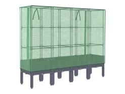 Canteiro/jardineira elevada com cobertura em imitação de rattan 160 x 40 x 140 cm azul/cinza 02_0038761