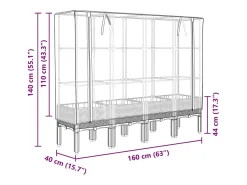 Canteiro/jardineira elevada com cobertura em imitação de rattan 160 x 40 x 140 cm azul/cinza 02_0038761