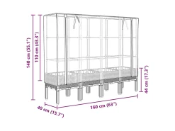 Canteiro/jardineira elevada com cobertura em imitação de rattan 160 x 40 x 140 cm branca 02_0038758