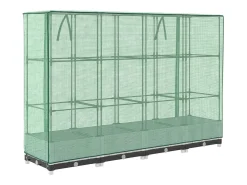 Canteiro/jardineira elevada com cobertura em imitação de rattan 160 x 40 x 123 cm branca 02_0038750