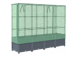 Canteiro/jardineira elevada com cobertura em imitação de rattan 160 x 40 x 138 cm Azul/Cinza 02_0038753