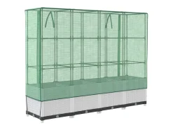 Canteiro/jardineira elevada com cobertura em imitação de rattan 160 x 40 x 138 cm branca 02_0038752