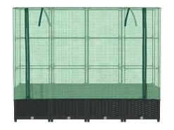 Canteiro/jardineira elevada com cobertura em imitação de rattan 160 x 40 x 138 cm preta 02_0038756