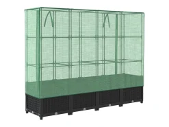 Canteiro/jardineira elevada com cobertura em imitação de rattan 160 x 40 x 138 cm preta 02_0038756